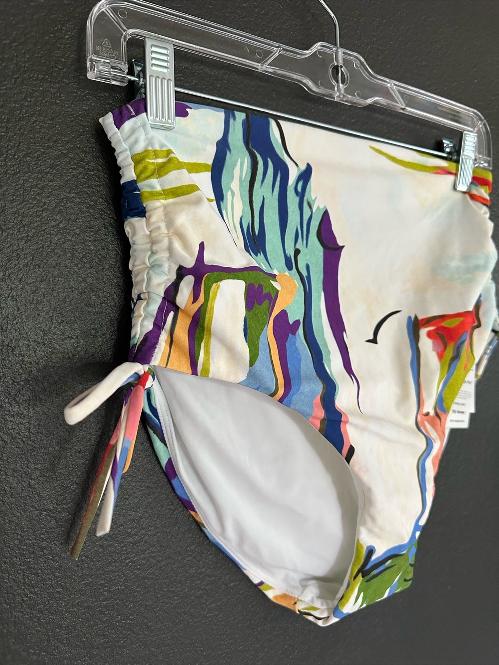 Calia by Carrie Underwood Tahitian Print High Rise Ruched Side Tie Bikini Bottom - Picture 3 of 7